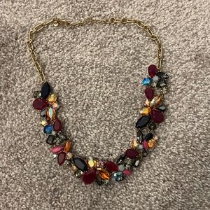 J. Crew Multi-Colored Cluster Gem Statement Necklace